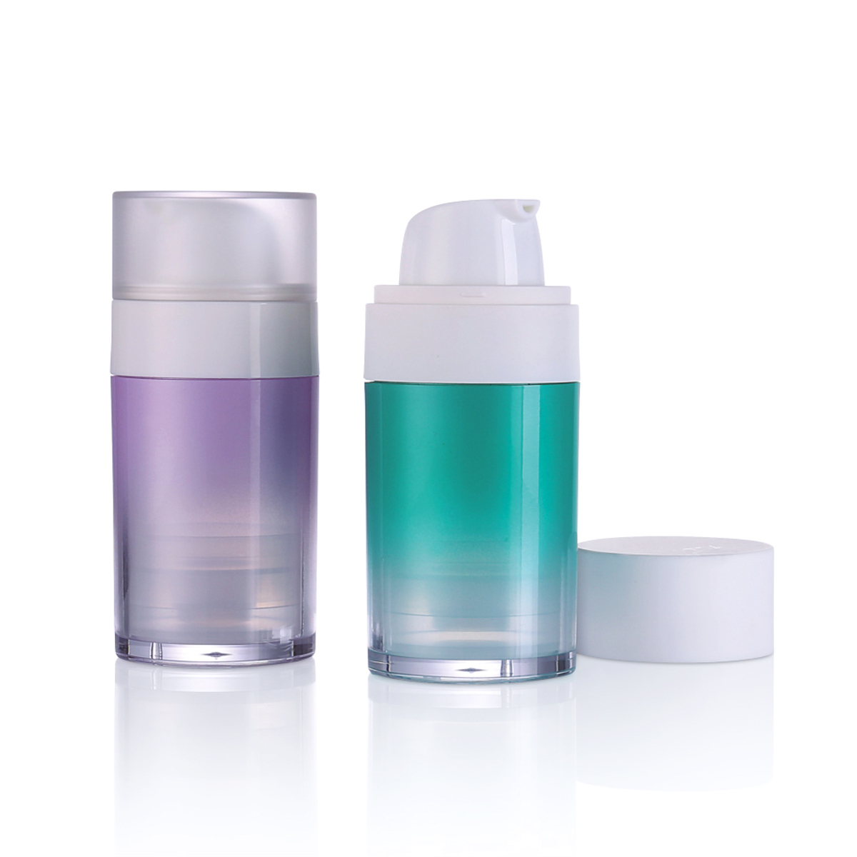 Pembungkusan Kosmetik Mewah 30ml Botol Pam Kecerunan Losyen Pusingan Tanpa Udara L19