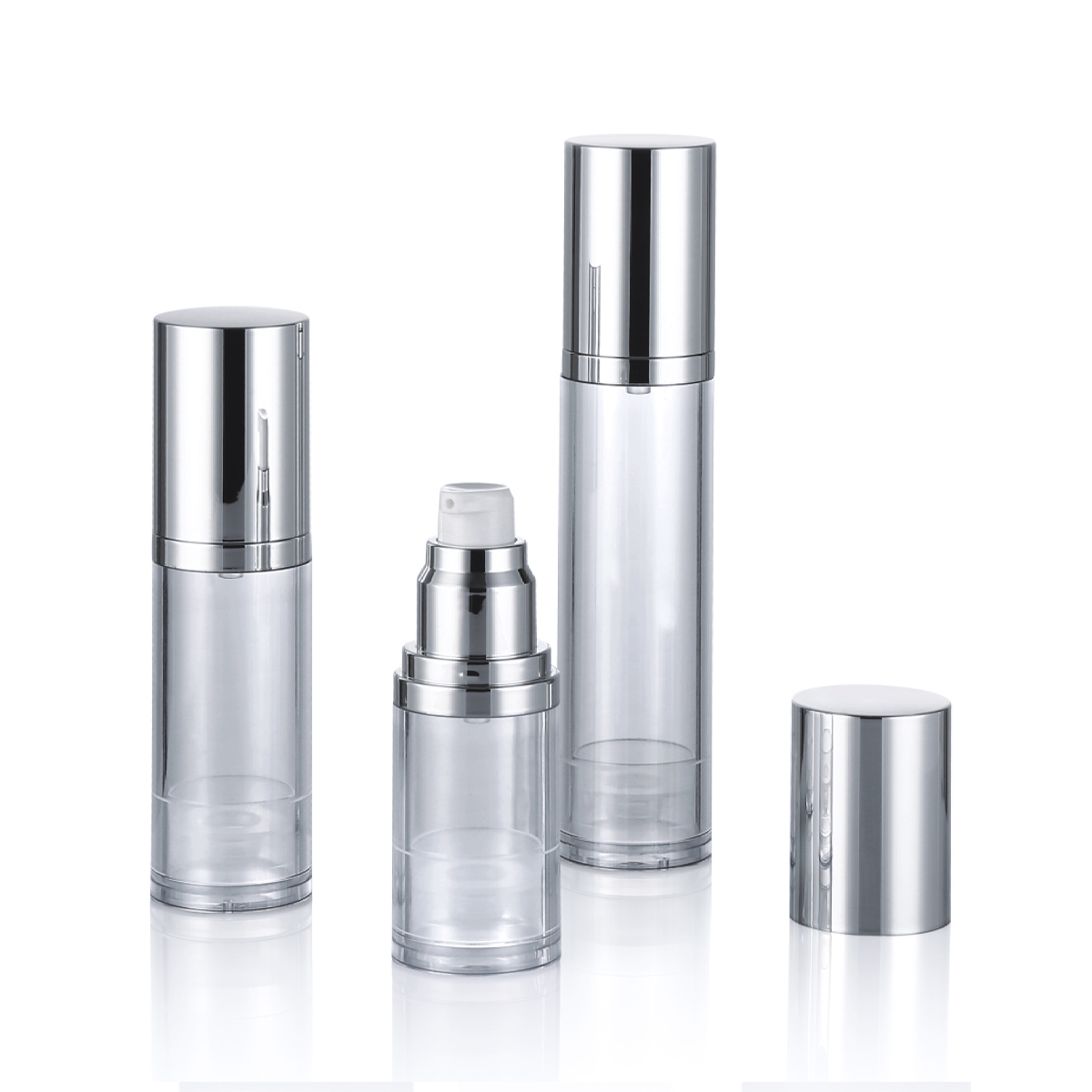 15ml 30ml 50ml Custom Custom Shiny/Matte Silver Cosmetic Skin Care Botol Pam Airless L04-1