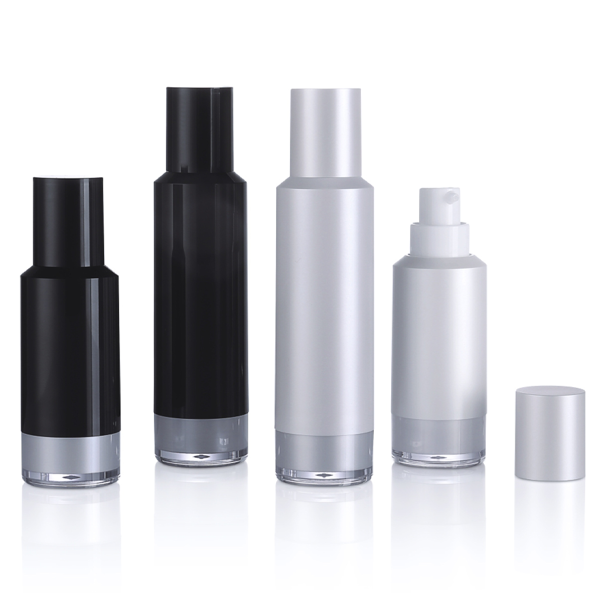 15ml 30ml plastik mewah pp hitam matte losyen botol tanpa udara untuk pembungkusan penjagaan kulit l07