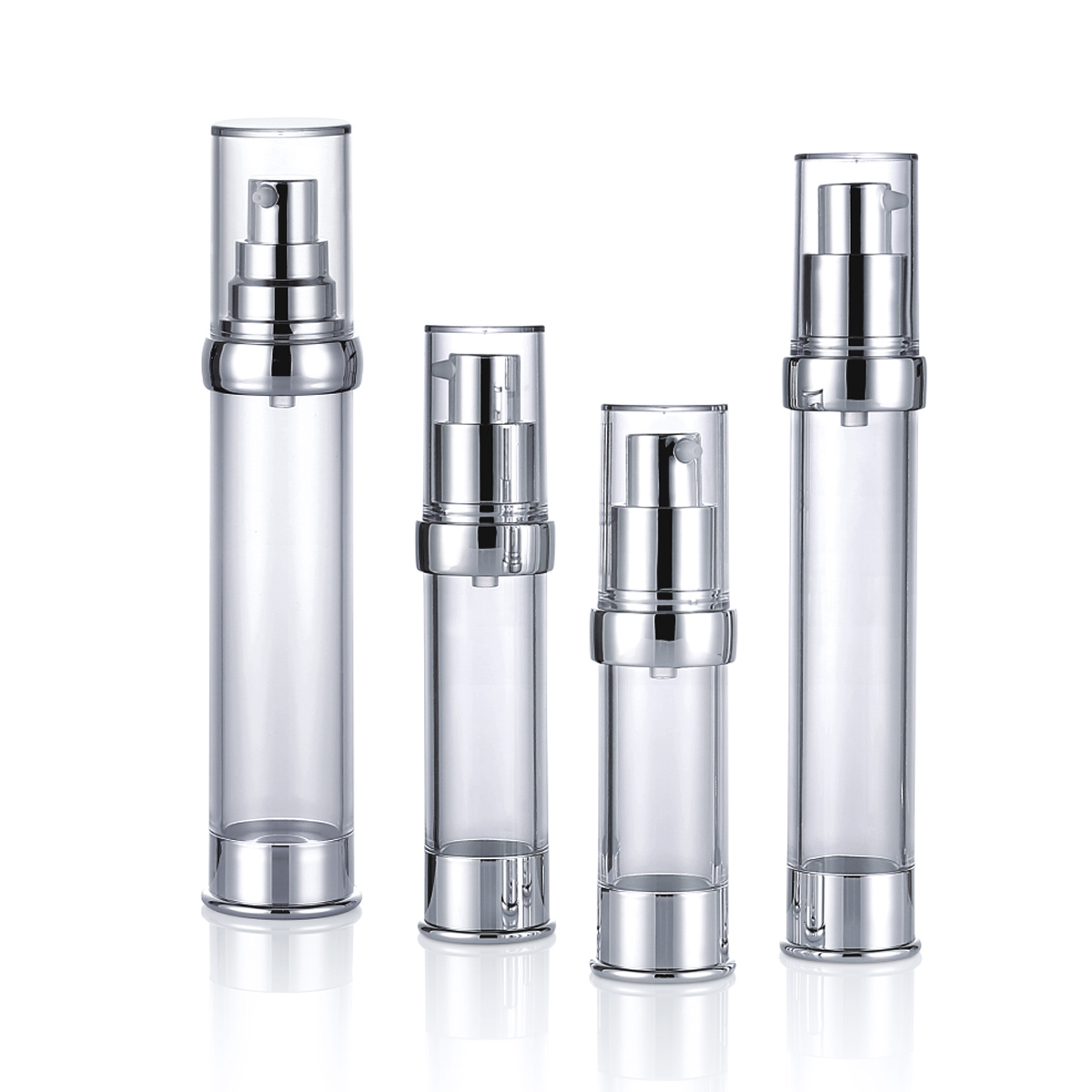 15ml 20ml 30ml 50ml Multi Saiz telus Perak Press Pam Kepala Essence Lotion Plastik Botol Pump Airless L08