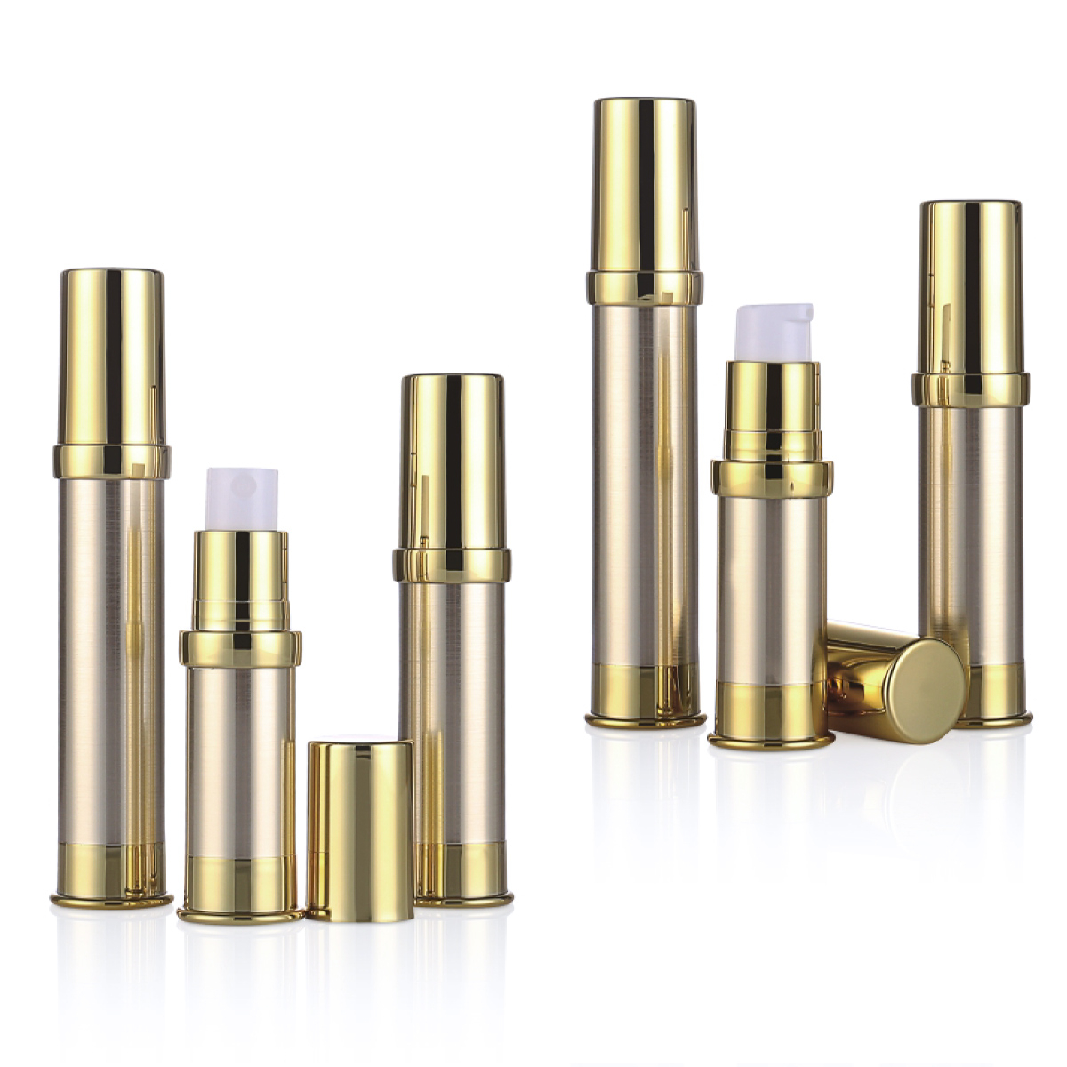 5ml 10ml 15ml Plastik Botol Airless Golden/ Silver UV Craft Mini Losyen Airless/ Botol Pam Semburan L10